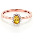 thumbnail image 2 of Gem Stone King 0.28 Ct Oval Yellow Citrine White Diamond 18K Rose Gold Ring (Size 8), 2 of 3