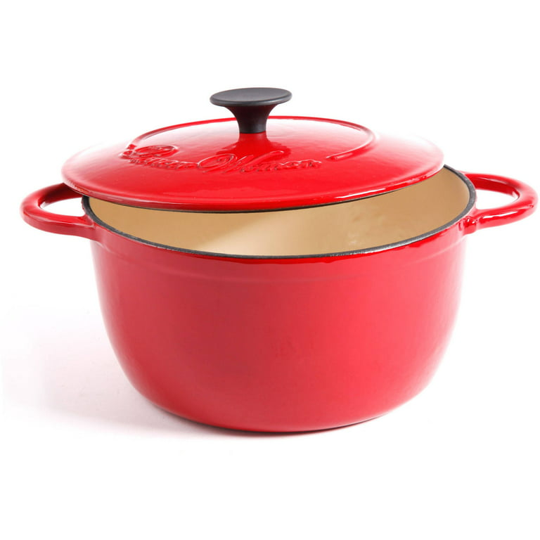 The Pioneer Woman Timeless Beauty Enamel Cast Iron 5-Quart Dutch Oven, Red