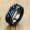 thumbnail image 1 of Mens FIDGET Black Rings with Center Curb Chain Spinner Ring Stainless Steel, 1 of 5