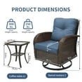 thumbnail image 2 of SHGJ&SOFT 3 Piece Patio Furniture Set, 2 Outdoor Swivel Rocking Chairs with Side Table, Thick Cushions Wicker Glider Chairs, All-Weather Brown Rattan Bistro Set for Porch, Deck, Pool (Blue), 2 of 13