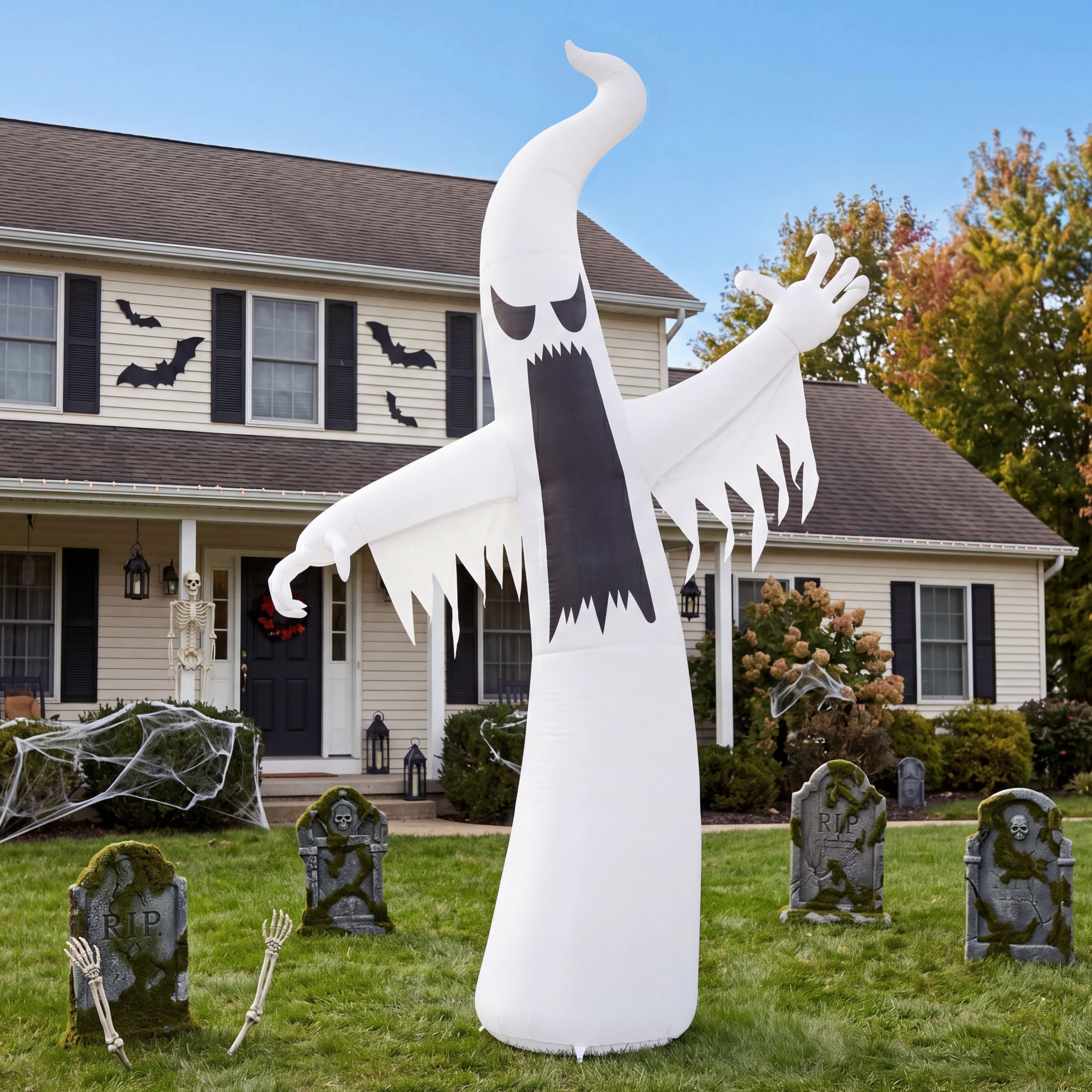 Joyfy 12ft Giant Halloween Inflatable Ghost with LEDs photo 8
