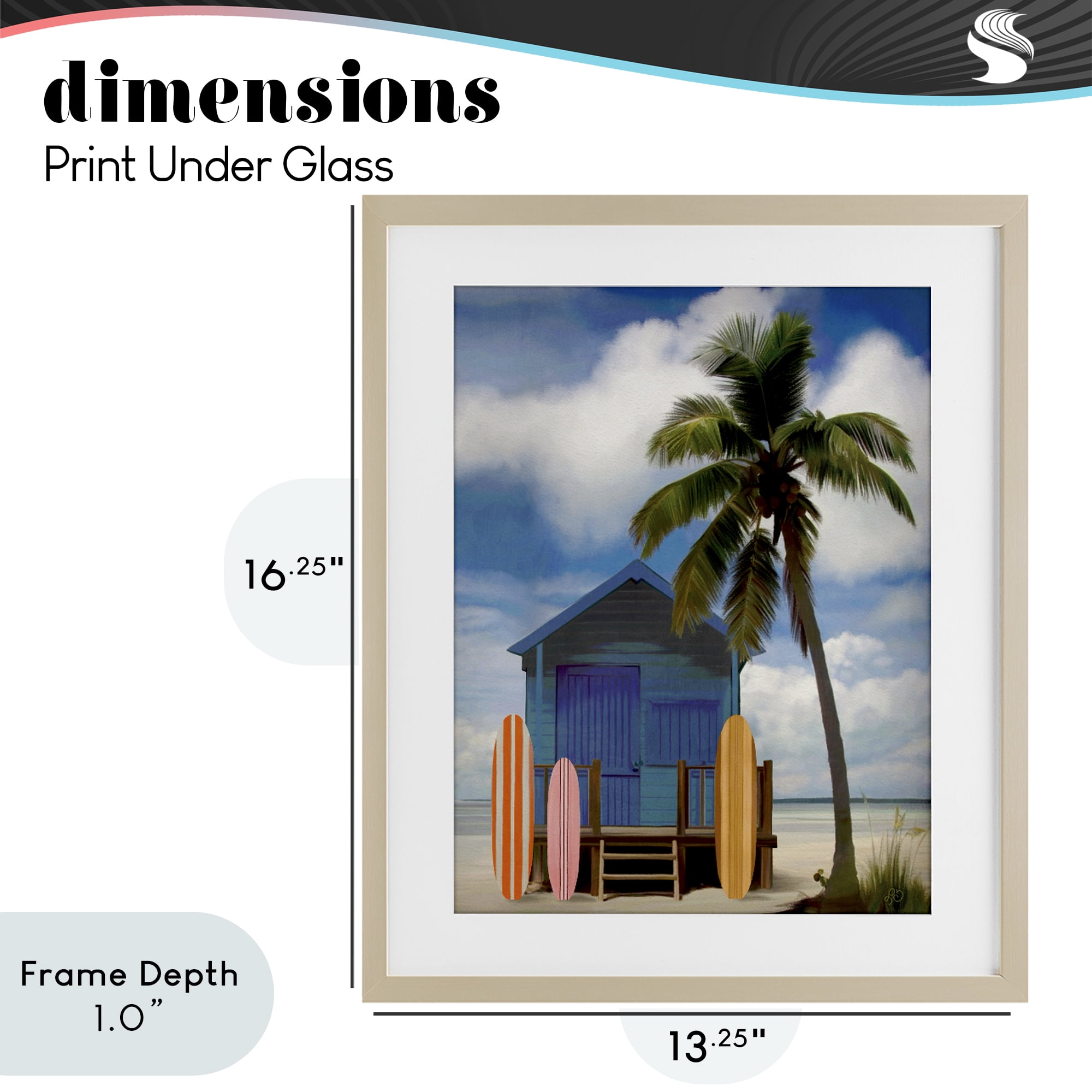 Stupell Industries Palm Overhanging Surf Shop Birch Framed Print Under Glass, design by Lisa R Dumm