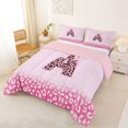 thumbnail image 2 of Castle Fairy Pink Leopard Bow Letter A Full Size Comforter Sets 3 Pieces for Girls,Cartoon Bow Tie Initial Bedding Sets,Pink Reversible, 2 of 6