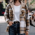 thumbnail image 2 of XUNKUSGA Jackets for Women Vintage Plaid Thickened Fleece Lined Hooded Shacket Women Casual Loose Long Sleeve Button Down Flannel Jacket Women Fall Winter Coat with Pockets, Size S, 2 of 9