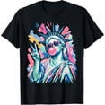 thumbnail image 2 of 100% Cotton Unisex Statue of Liberty Blowing Bubble Gum Patriotic 4th of July T-Shirt, 2 of 5