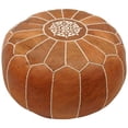 thumbnail image 5 of Brooklyn Rug Co  Handmade Moroccan Leather Ottoman Pouf Black Fall, 5 of 6