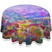 SKYSONIC Flower Round Tablecloth,Washable Oil Proof Table Cover for Kitchen Holiday Party Wedding Picnic Decoration