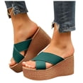 thumbnail image 1 of Mules à Plateforme à Bout Ouvert pour Femmes, Semelle Épaisse, Brides Croisées, Sandales Compensées Confortables Antidérapantes, Chaussures Habillées Rouges, Taille 9,5, 1 of 7