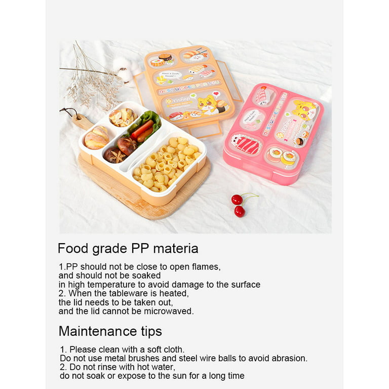 GENEMA Cute Cartoon Five-grid Lunch Box with Cutlery Heat Preservation Food  Container 