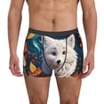 thumbnail image 2 of Goofa White Wolf With Flowers Printed Men's Boxer Briefs Underwear, Moisture-Wicking Underwear, Trunk,Soft and Breathable Cotton Underwear-X-Large, 2 of 9