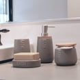thumbnail image 5 of Bath D Soap Dish Cup Dispenser Grey and Bamboo Tray, 5 of 6