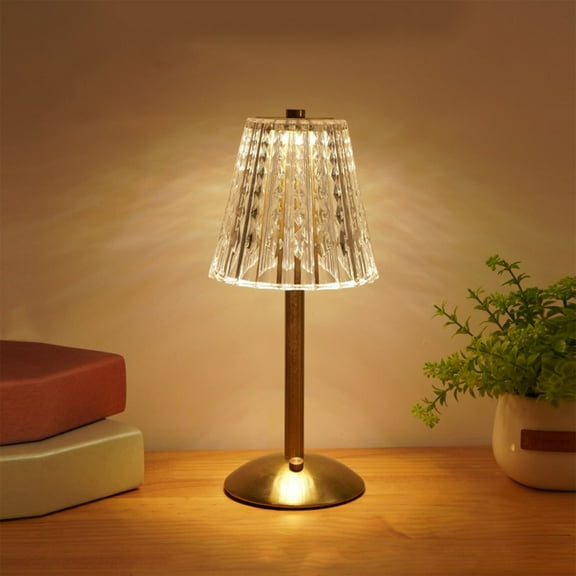 Acrylic Desk Lamp with Wireless Charging - Clear Table Lamp for Bedroom Living Room Office Patio Bar - 3 Color Temperature Dimmable Touch Night Light - Portable Cordless LED Lamp for Restaurant Home