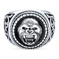 thumbnail image 2 of Bling Jewelry Mens Mens Silver Ring Vintage Style King Kong Ape Signet Gorilla Face .925 Sterling, 2 of 4