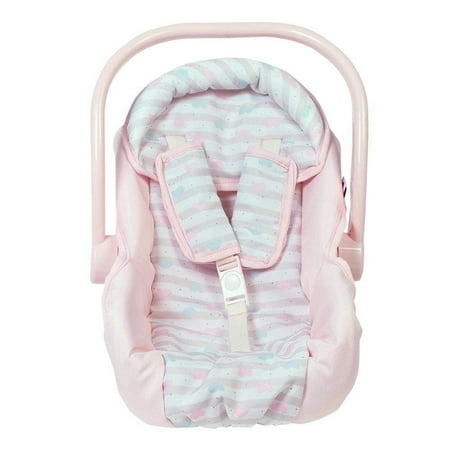 Adora Stylish Baby Doll Car Seat with Removable Seat Cover, 20 inches Tall - Pastel Pink Hearts