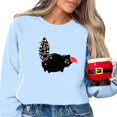 thumbnail image 1 of WEAIXIMIUNG Sweat à Capuche Rayé pour Femmes 3X Motif de Noël Mignon Col Rond Manches Longues pour Femmes Pull Décontracté de Vacances, 1 of 3