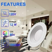 ENERGETIC Dimmable 5/6 inch LED Recessed Lighting Downlight, 5000K, 13W=150W, 1000LM, Damp Rated, ETL Listed, 12 Pack