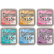 Ranger Tim Holtz Distress Oxide Ink Pads - Abandoned Coral, Wild Honey, Picked Raspberry, Peacock Feathers, Salty Ocean and Seedless Preserves - 6 Ink Pad Set Released June 2017