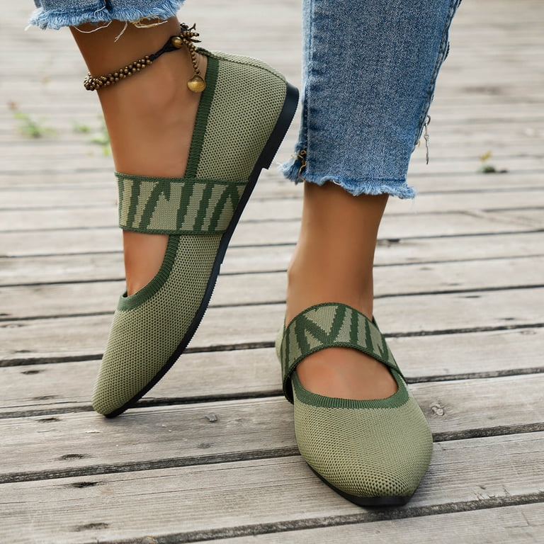 Women's Knit Ballet Flats Dress Shoes Fashion Casual Leopard Pointed Toe  Slip on Loafers Walking Shoes Fall - Walmart.com
