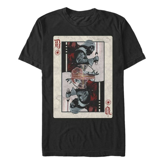 Men's Star Wars Darth Vader Death Star Playing Card Graphic Tee Black Medium