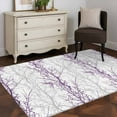 thumbnail image 3 of 3x5 Area Rugs, Purple Grey Branch Non-Skid Rubber Backing Large Rectangle Rugs - Living Room Bedroom Home Office, Spring Summer Pastoral Botanical Indoor Floor Mat Carpets Washable Rug, 3 of 9