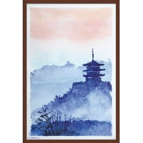 Temple Forest and Dawn Wall Poster, 22.375" x 34", Framed