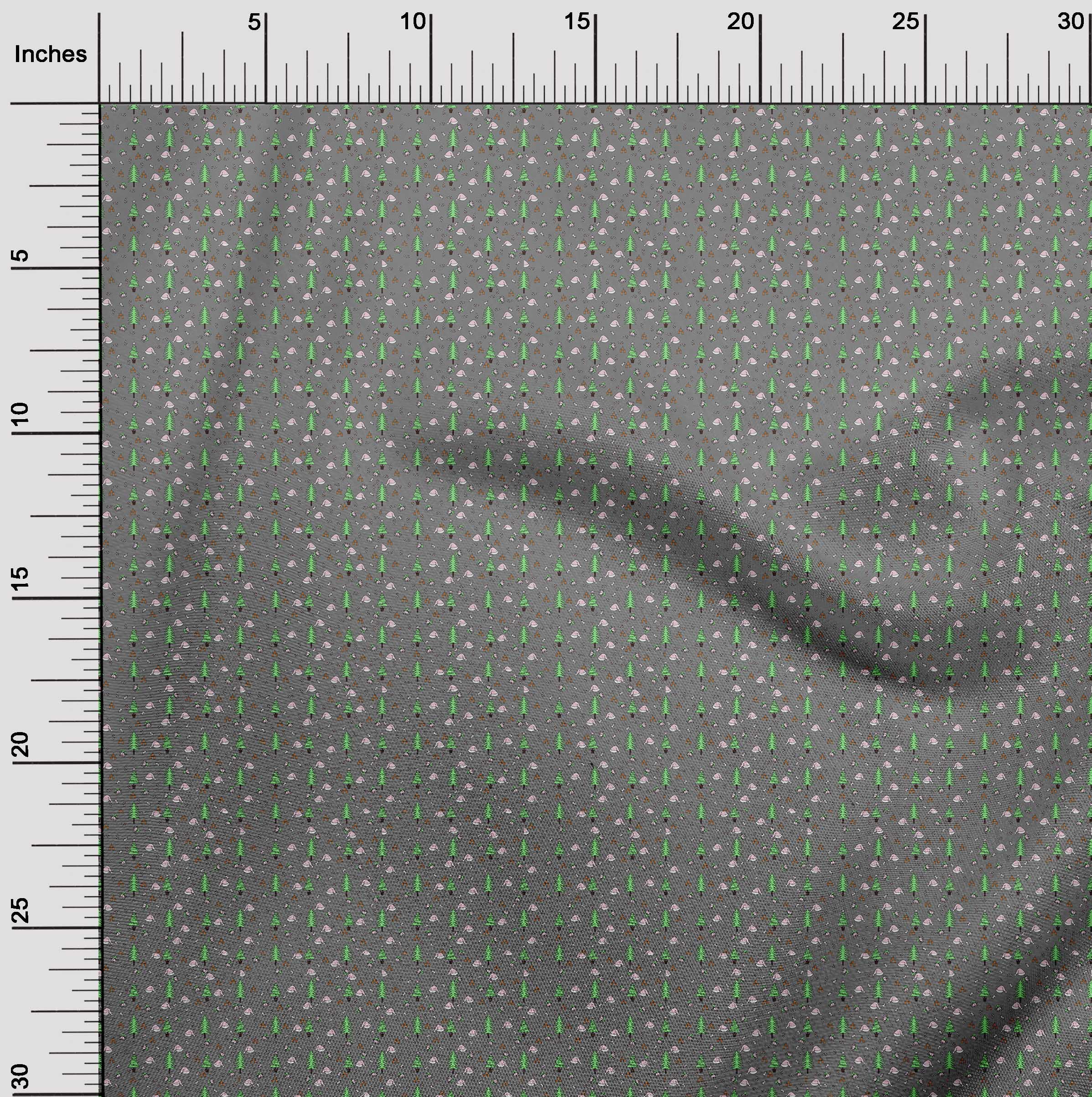 oneOone Cotton Poplin Gray Fabric Christmas Sewing Material Print Fabric By The Yard 56 Inch Wide