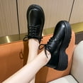 thumbnail image 4 of KIJBLAE Women's Shoes Platform Loafers Chunky Heel Lace Up Oxfords Round Toe Brogues Non-Slip Flats Creepers Black 38, 4 of 7