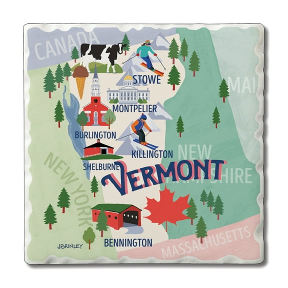 Thirstystone "Vermont Attractions" 4-Pack Tumbled Tile Coasters