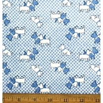 1 Yard - Mini Scottie Dogs Blue Cotton Fabric (Great for Quilting, Sewing, Craft Projects, Throw Pillows & More) 1 Yard X 44" Wide