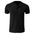 thumbnail image 2 of PEASKJP Mens Casual Henley Shirts Short Sleeve Athletic Workout Shirt Gym Muscle Slim Fit Basic Tops (Black,L), 2 of 6