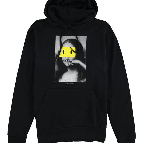 Elevenparis Mens Fleece Hoodie Sweatshirt, Black, Small