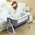 thumbnail image 2 of JieC 5-in-1 Baby Bassinet with Wheel,Adjustable Height Infant Bedside Crib with Diaper Table & Mosquito Net, Black, 2 of 10