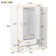 thumbnail image 7 of 3-Door Mirror Wardrobe Cabinet Closet  2 Drawers and Storage Shelves, Bedroom Organizer, White, 7 of 7