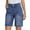 Blue, variant on Women's High Waist Denim Bermuda Jeans, Casual Knee-Length Cuffed Pants with Patch Pockets, Stretchy Summer Fashion Trousers