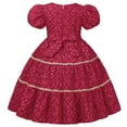 thumbnail image 2 of Girls Floral Princess Dress Kids Puff Sleeves Birthday Party Wedding Dress, 2 of 7