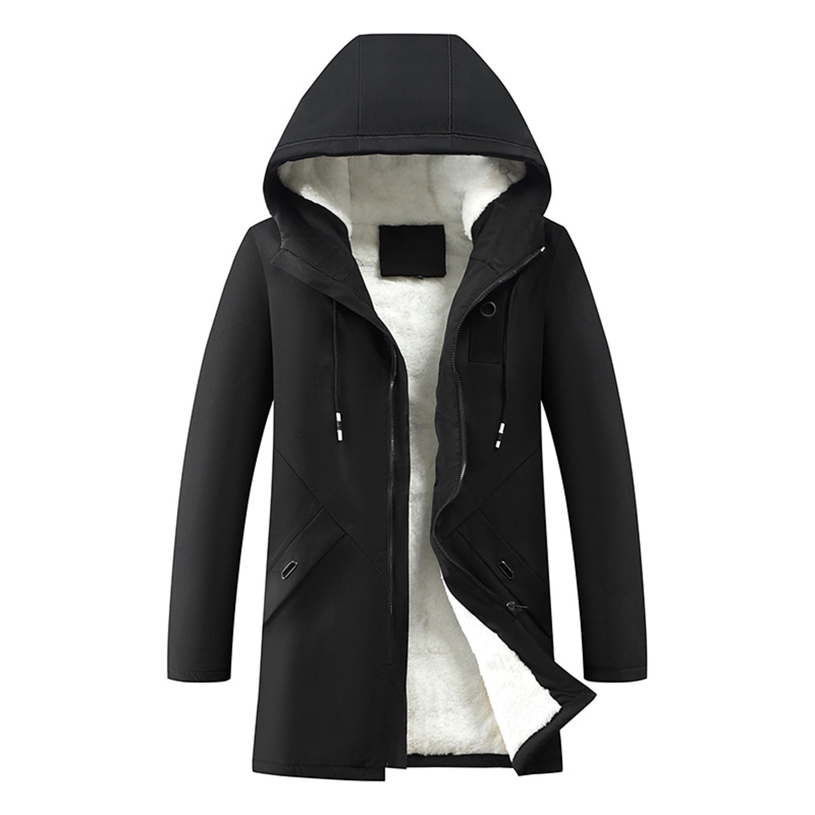 VKEKIEO Winter Coats for Men,Men Casual Solid Hooded Zipper Hooded Mid ...