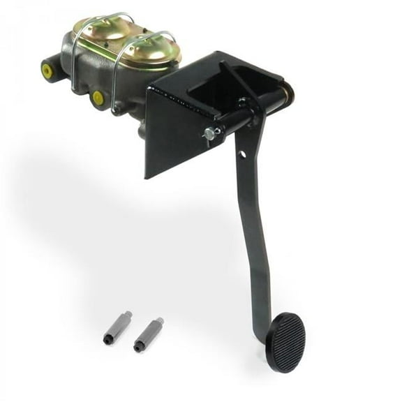 Universal Firewall Manual Brake Pedal Kit Adjustable Disc & Disc 3 in. Black Pad