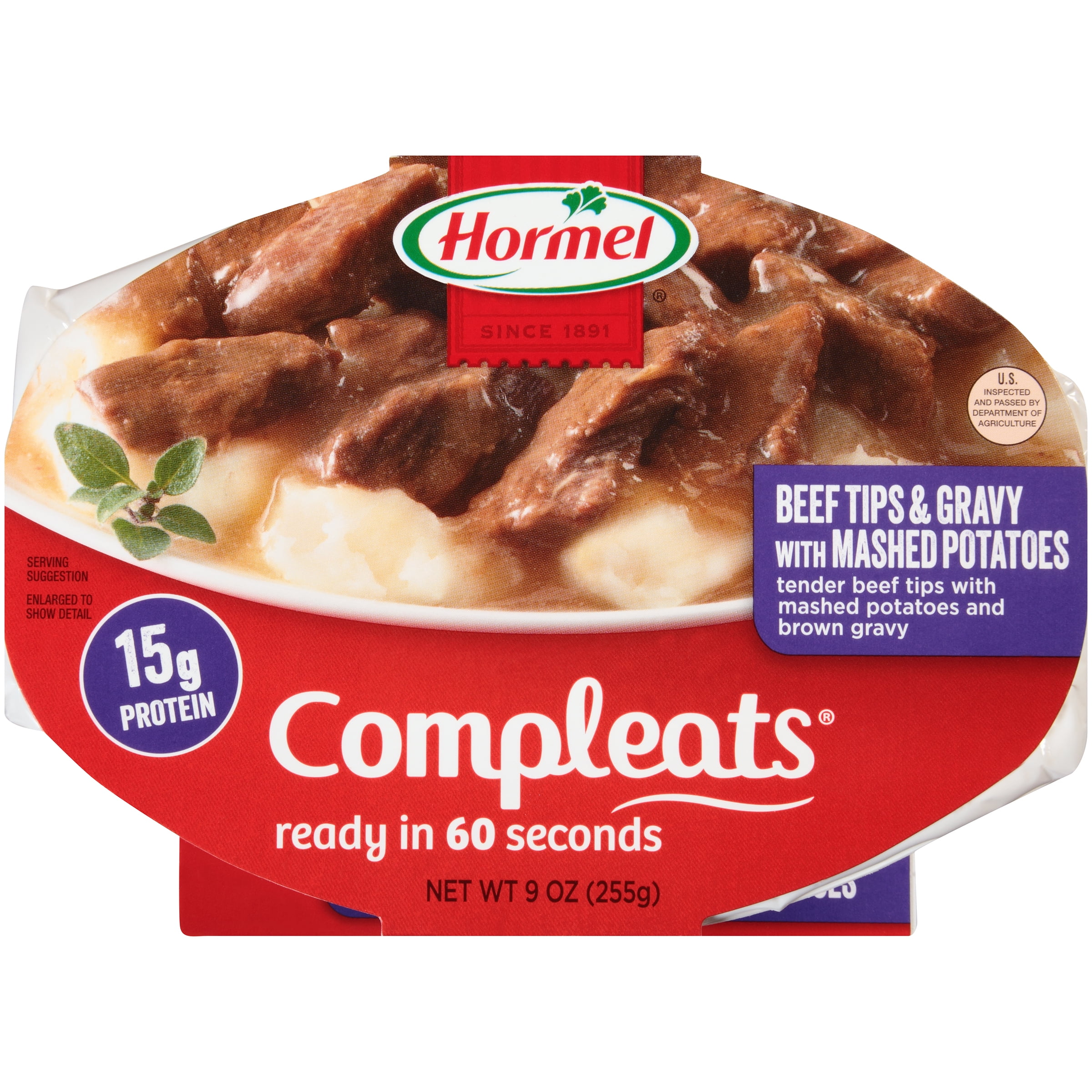 HORMEL COMPLEATS Beef Tips & Gravy with Mashed Potatoes 9 oz. Container by Hormel