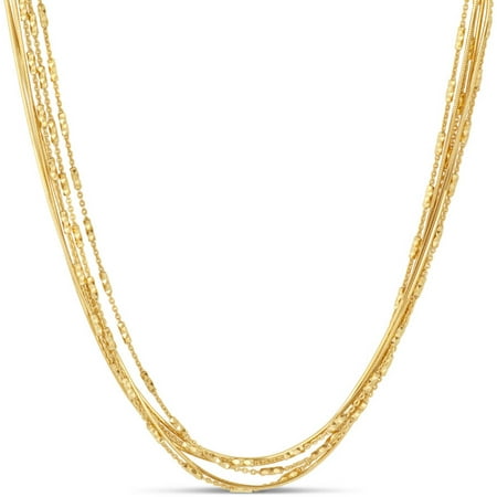18kt Gold over Sterling Silver 6-Strand Diamond-Cut Beaded Necklace, 16