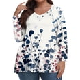 thumbnail image 2 of TQWQT Women's Plus Size Tops Clearance Plus Size Blouses 5x Womens V Neck Tunic Long Sleeve Tops Floral Print Dressy Casual Tee Shirts Loose Fit Womens Clothing Blue L, 2 of 6