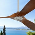 thumbnail image 4 of Izzovium 60 Inch Modern Ceiling Fan with Remote Control, 6-Speed Reversible DC Motor, 3 Solid Wood Blades for Living Room/Patio, Brushed Nickel, 4 of 7