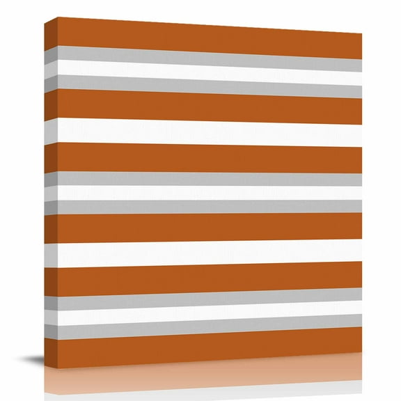Canvas Print Wall Art Oil Paintings Modern Minimalist Orange Gray Stripe Picture Prints Artwork for Living Room Kitchen Bathroom Bedroom,Stretched and Framed Ready to Hang,Abstract Color Block