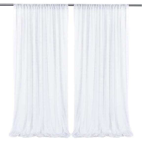 White Chiffon Backdrop Curtains, Wrinkle-Free Sheer Chiffon Fabric Photo Curtain Drapes for Wedding Ceremony Arch Party Stage Photography Decorations