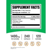 BulkSupplements Psyllium Husk Capsules - Vegan, 1400mg per Serving (240 Capsules - 120 Servings)