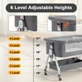 thumbnail image 3 of Foldable Baby Bassinet,5 in 1 Infant Bedside Crib with Changing Table, Storage Basket, Wheels(Gray), 3 of 10
