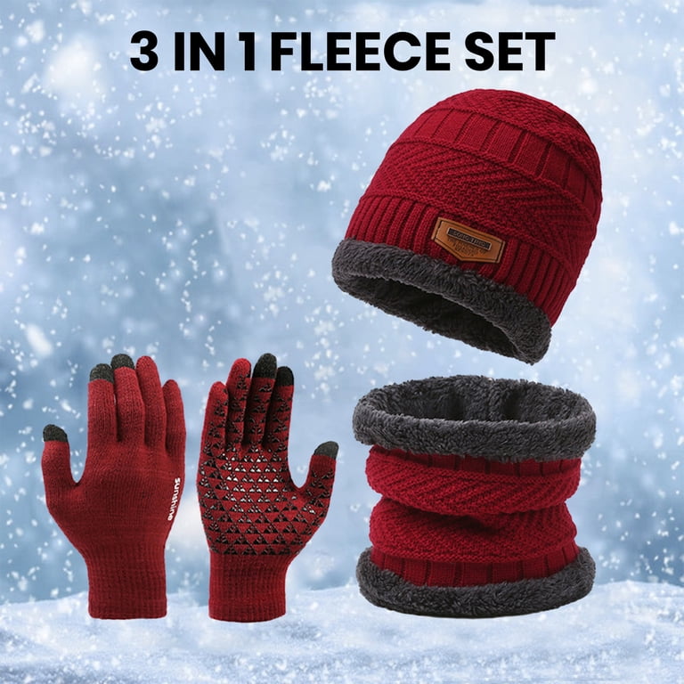 D-GROEE Winter Beanie Hat Scarf Touchscreen Gloves Set for  display picture 1