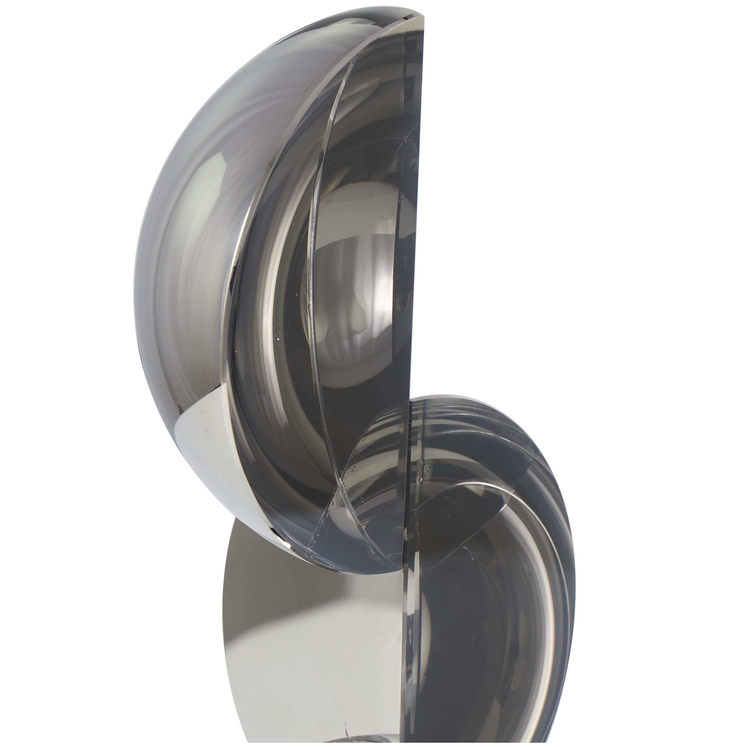 5" x 16" Dark Gray Crystal Quartered Stacked Orbs Geometric Sculpture with Square Black Base, by DecMode