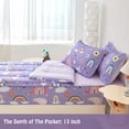 thumbnail image 6 of ZRNBAST Zipper Kids Comforter Set, 3-Piece Purple Twin Bed in a Bag, Cartoon Rainbow Stars Flowers Printed Zip Up Comforter Set for Girls, All in one Zipper Bedding(Purple,Twin), 6 of 11