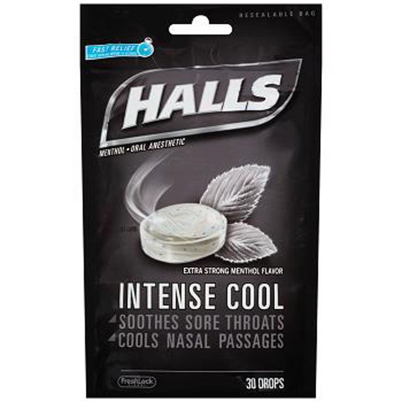 HALLS Halls, Menthol Oral Anesthetic Drops, Intense Cool 30 ea