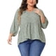 thumbnail image 1 of Agnes Orinda Camisetas de Babydoll para Mujeres Talla Grande para el Día de la Madre, Cuello en V, Mangas de Linterna 3/4, Camisas Florales, Blusas Peplum 2X Verde, 1 of 8